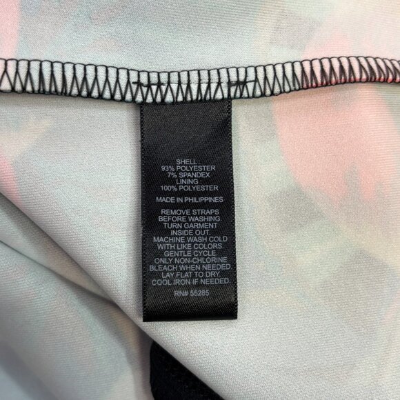 Express Bodycon Dress 4 Strapless Black Tropical Floral Stretch Knee-Length - Picture 11 of 11